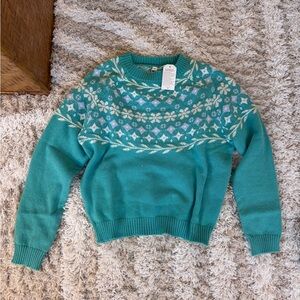 Teal Patterned Women's Sweater